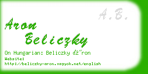 aron beliczky business card